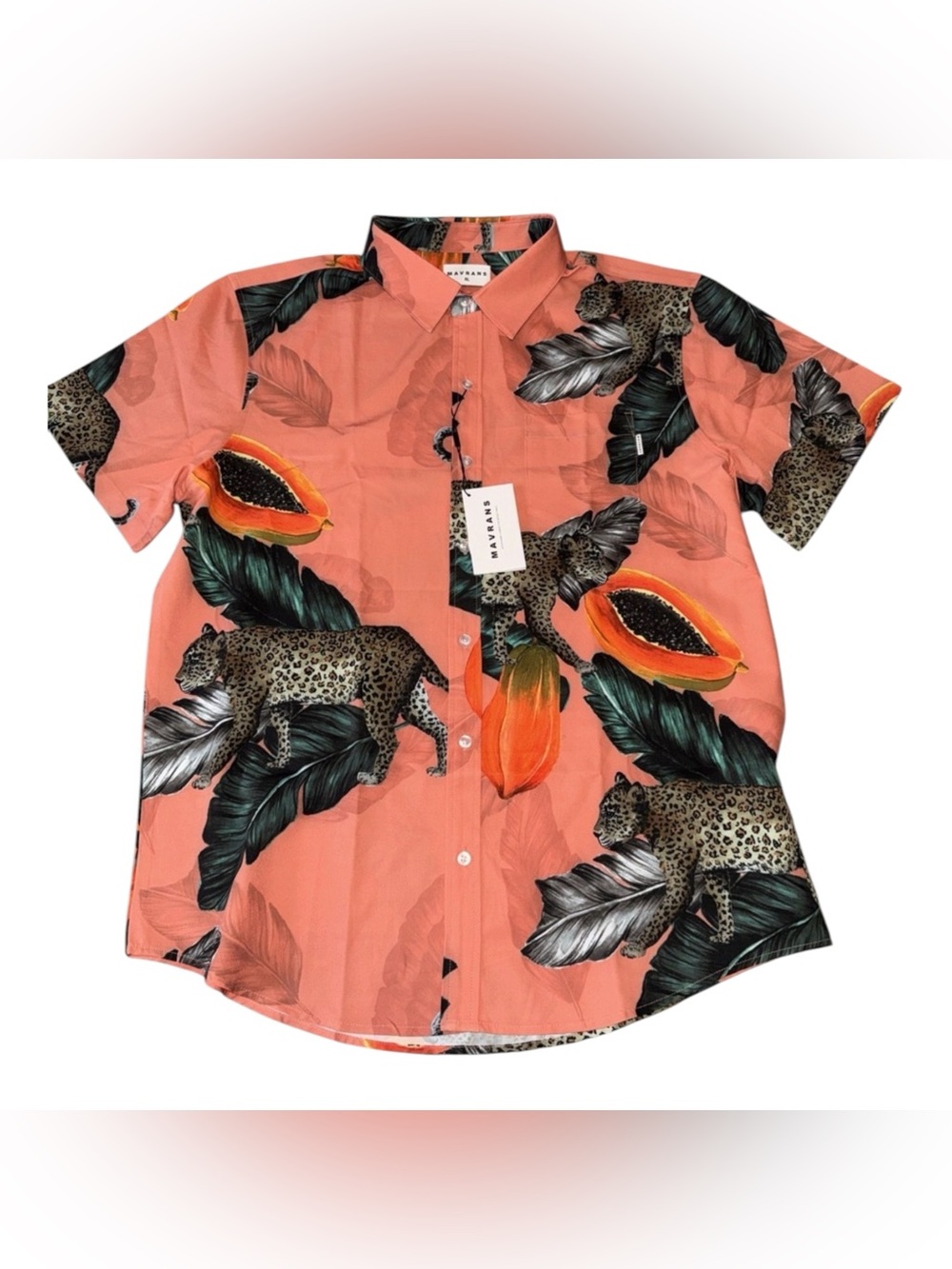 Mavrans Mens Flamingo Weekend Shirt Blue Multi Mens XL Graphic Print‎ Resortwear